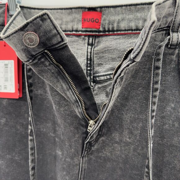 Hugo Boss Gatje Denim Maxi Skirt Large String Belt Front Slit Charcoal Gray NEW - Picture 5 of 14